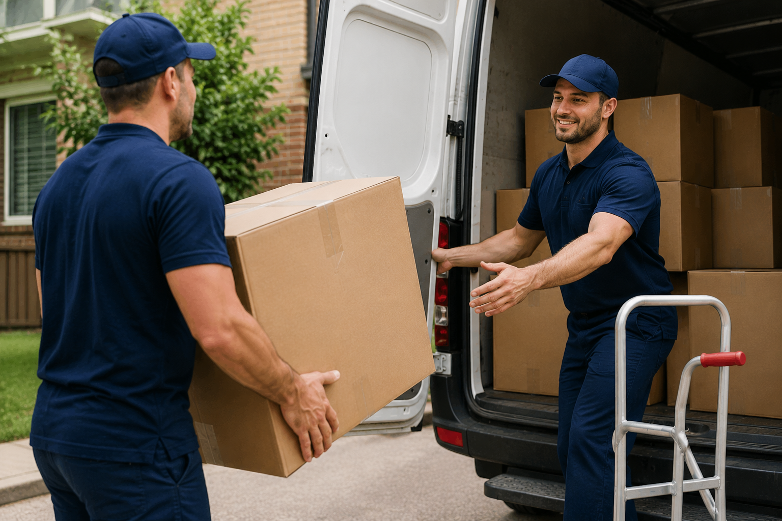 Huntsville Moving Service crew loading boxes into a moving van